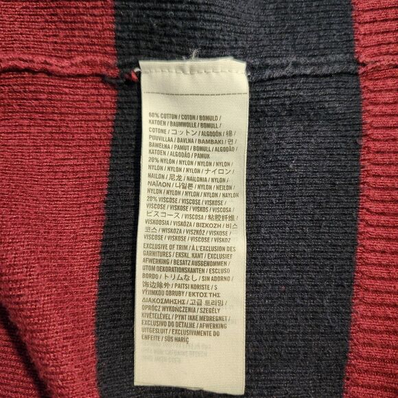 Abercrombie & Fitch Cardigan S Navy Red Stripe Logo Y2K Preppy Academia - Picture 8 of 8